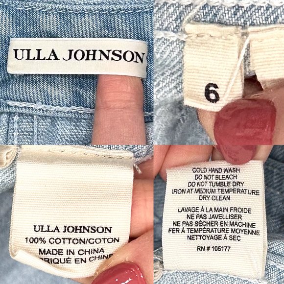 Ulla Johnson Claude Ombre Light Wash Flare Leg Denim Overalls in Women's Size 6 - Picture 4 of 16